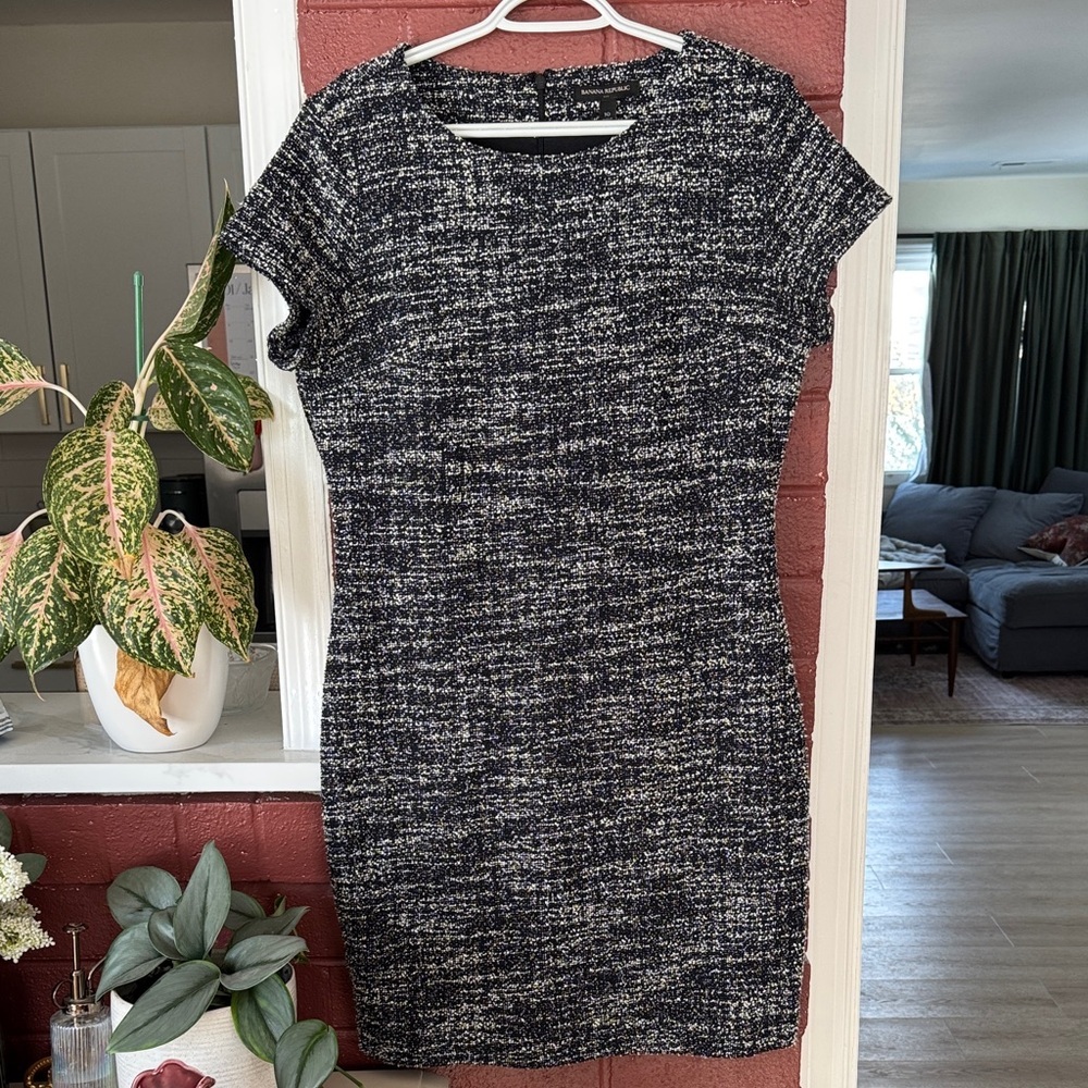 Banana Republic Black and White Tweed Mini Dress